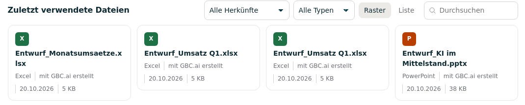 Zuletzt verwendete Dateien